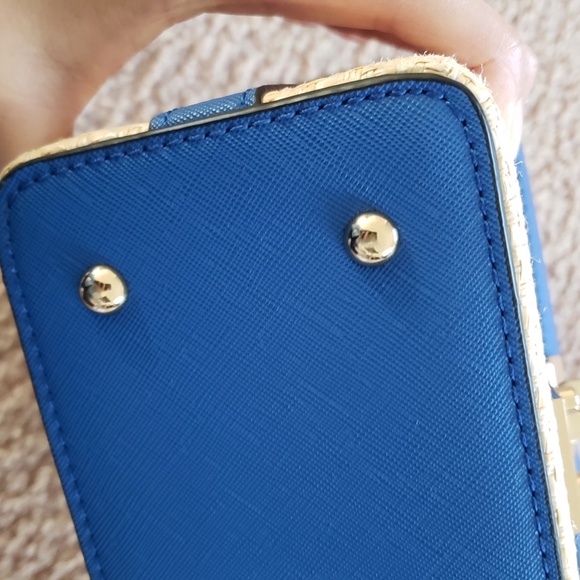 NWOT Cute Spring Blue Bamboo Handle Straw Bag - Picture 16 of 16